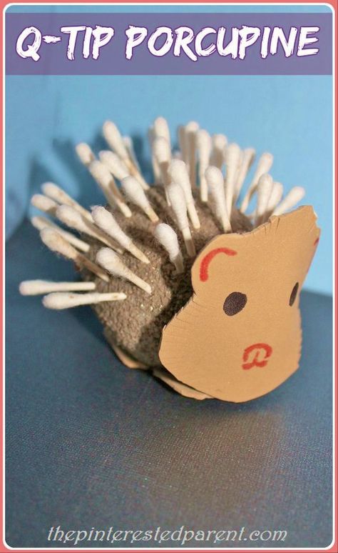 Q-tip porcupine craft Porcupine Craft, Styrofoam Eggs, Letter P Crafts, Hedgehog Craft, Alphabet Crafts, Kid Friendly Activities, Diy Projects For Kids, Learn Crafts, Q Tip