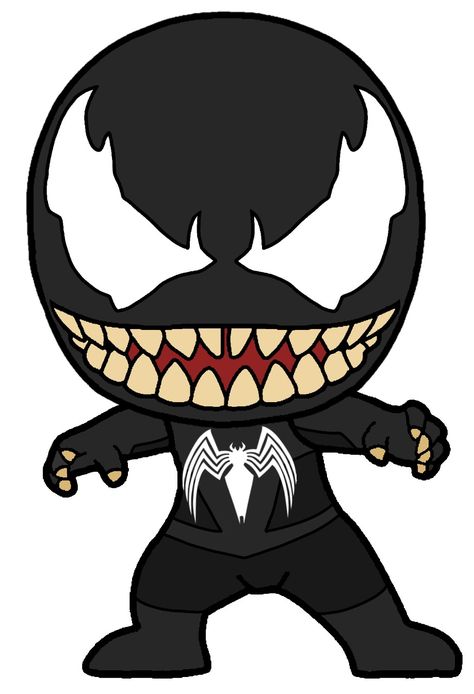 Avengers Cartoon Drawing, Marvel Cartoon Drawings, Venom Cartoon, Venom Drawing, Chibi Spiderman, Topher Grace, Avengers Drawings, Venom Marvel, Venom Spiderman