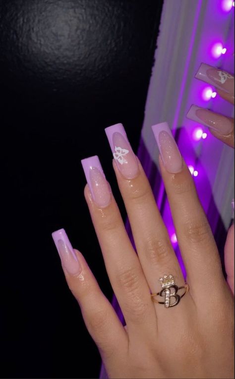 Acrylic Nails Quince, Baby Pink Nails Design, Latina Acrylic Nails Short, Latina Nail Designs Pink, Nails Quince, Quinceanera Nails, Purple Acrylic Nails, Nail Room, Nails Now