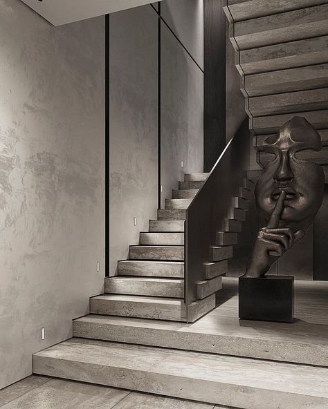 Case IQ-108-WR | IQOSA Stair Case Wall Designs, Stairs Wall Design Modern, Stair Case Wall Design, Modern Luxury Staircase, Apartment Staircase, Modern Italian Interior, Stair Wall Design, Stairs Wall Design, Staircase Wall Design