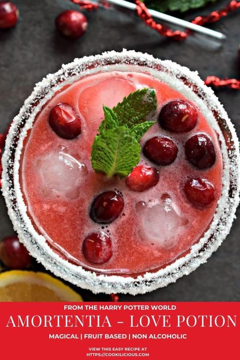 Amortentia is a powerful love potion. It's a non alcoholic, fruit based & drool-worthy drink that's sure to surprise your love one this Valentine's day! #amortentia #lovepotion #valentinesday #mealfortwo #drink #beverage #nonalcoholic #fruits #juice #harrypotter #cupid #fruitpunch Love Potion Punch, Potion Punch, Alcoholic Fruit, Harry Potter Love Potion, Love Potion, Harry Potter Love, Healthy Vegetarian, Meals For Two, Non Alcoholic