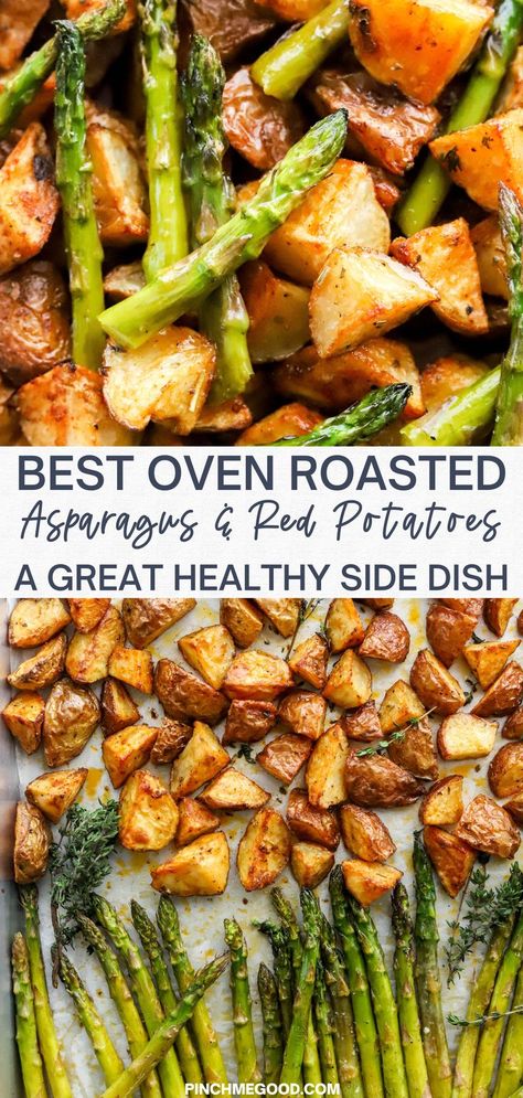 Best Oven Roasted Potatoes, Roasted Asparagus And Potatoes, Roasted Potatoes And Asparagus, Potato And Asparagus Recipe, Crispy Oven Roasted Potatoes, Asparagus Side, Potatoes And Asparagus, Easy Asparagus Recipes, Best Asparagus Recipe