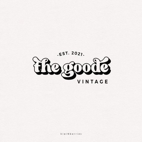 Vintage Logo Design Type Logo Design Typography, Thrift Logo Design, Name Brand Logos, Vintage Brand Logo, Printing Business Logo, Preppy Logo Design, Thrift Shop Logo, Bubbly Typography, Thrift Logo