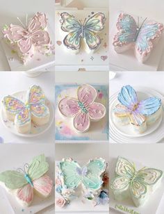 Butterfly Birthday Cake, Blue Birthday Cake, Tårta Design, Butterfly Birthday Cakes, Vintage Birthday Cakes, Birthday Cake Decorating Ideas, Beautiful Cake Designs, Elegant Birthday Cakes, Simple Cake Designs