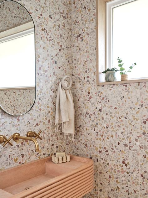 Pink Terrazzo Bathroom, Jessica Hansen, Roly Poly Chair, Concrete Collaborative, Good Views, Terrazzo Bathroom, Pink Terrazzo, 1960s House, U Shaped Kitchen