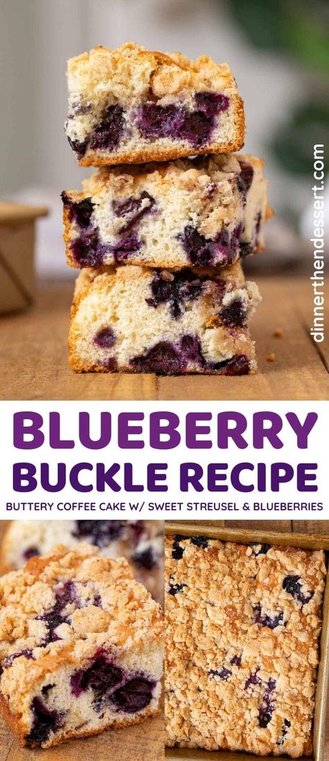 Blueberry Buckle is a coffee cake packed with fresh berries, great summer breakfast or dessert! #blueberry #blueberrybuckle #dessertbuckle #dessert #breakfast #coffeecake #blueberrycoffeecake #dinnerthendessert Blueberry Buckle Cake, Blueberry Buckle Recipe, Blueberry Buckle, Cheesecake Oreo, Blueberry Coffee, Blueberry Coffee Cake, Blueberry Desserts, Best Cake Recipes, Coffee Cake Recipes