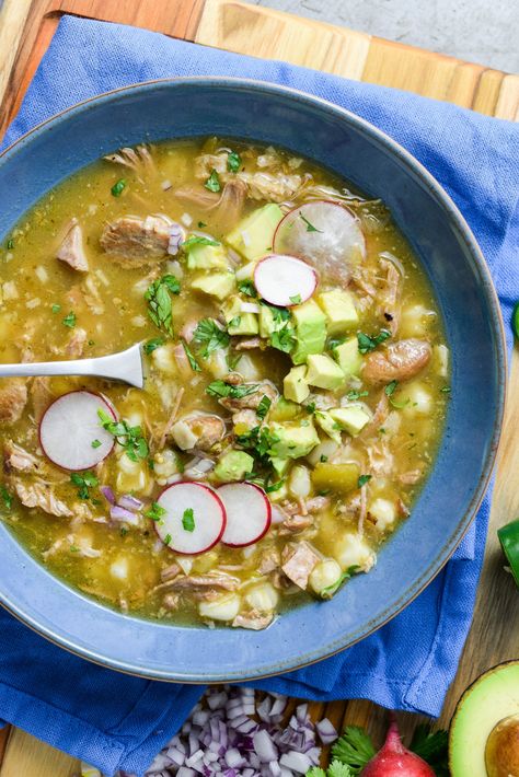 Pozole Verde Instant Pot, Pozole Recipe Instant Pot, Pork Pozole Verde, Pozole Recipe Pork, Pasole Recipe, Mexican Posole, Pozole Soup, Posole Soup, Hominy Stew