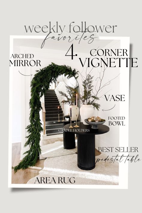 Corner Mirror, Mcgee And Co, Vignette Styling, Bowl Candle, Pedestal Table, Floor Mirror, Crate And Barrel, Pottery Barn, Barrel