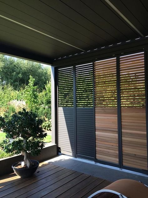 Outdoor Louvres Patio, Shutters Repurposed Decor, Exterior Blinds, Outdoor Shutters, Farmhouse Shutters, Rustic Shutters, Balcony Privacy Screen, Balcony Privacy, Diy Shutters