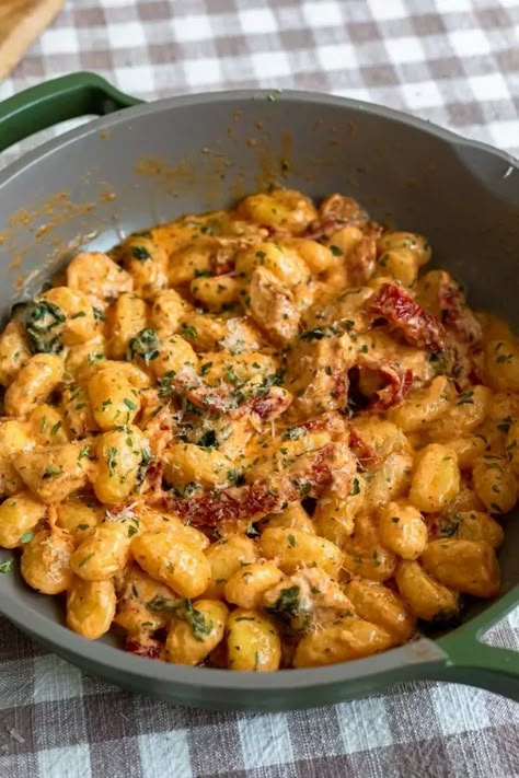 Marry Me Chicken and Gnocchi Recipe | The Feedfeed Cajun Chicken Gnocchi, Sides For Gnocchi, Marry Me Chicken Gnocchi, Chicken Gnocchi Pasta, Sweet Potato Gnocchi Meal, Marry Me Gnocchi, Gnocci Meals With Chicken, Spicy Gnocchi Recipes, Cheesy Gnocchi Recipes