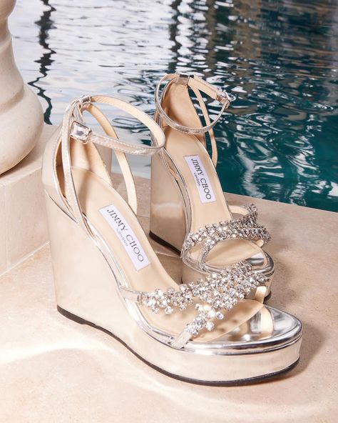 Bride Shoes Wedges, Wedding Shoes Wedge, Bridal Shoes Wedges, Jimmy Choo Wedding Shoes, Reception Shoes, Jimmy Choo Bing, Aventura Mall, Comfortable Wedding Shoes, Wedding Wedges