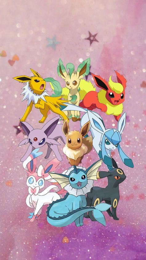 Eeveelution Wallpaper #pokemon #eeveelution Eeveelution Wallpaper, Wallpaper Pokemon, Eevee Wallpaper, Pokemon Themed Party, Kartu Pokemon, Green Pokemon, Pokemon Umbreon, Pokemon Eevee Evolutions, Pokemon Backgrounds