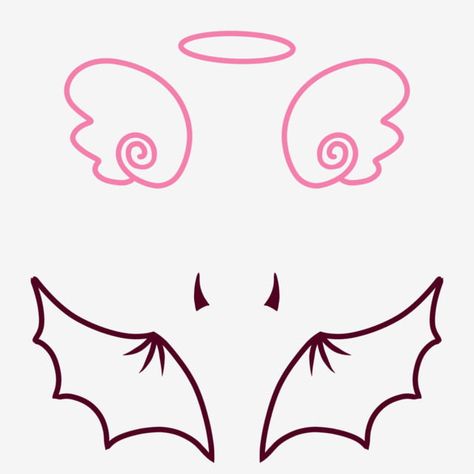 Devil Wings Drawing, Angel Wings Template, Wings Template, Angel Wings Pictures, Cartoon Wings, Bisexual Wallpaper, Halo Tattoo, Angel Png, Angel Clipart