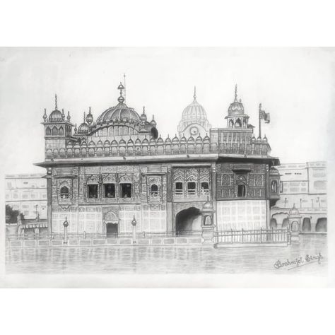 Golden Temple Drawing, Golden Temple Sketch, Inktober Ideas, Quotes Doodles, Charcoal Sketches, Temple Drawing, Golden Temple Amritsar, Inktober 2023, Alpona Design