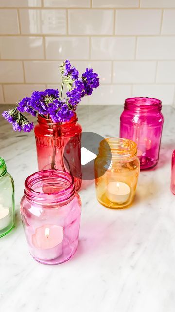 Tinting Jars, Repurpose Jars, Tinted Glass Jars, Flour Jar, Coffee Jars, Spring Brunch, Tinted Glass, Clear Glass Vases, January 29