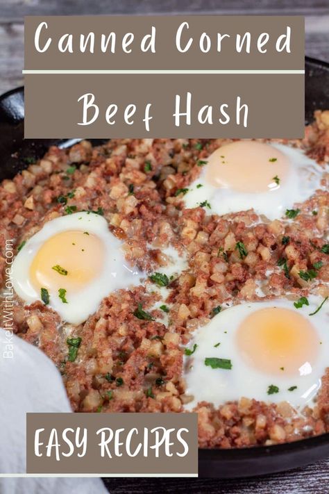 Here's how to cook canned corned beef hash perfectly using the air fryer, stovetop, oven, or even the microwave! I'm going to show you all of the best methods for cooking this tasty dish as well as some tips and tricks! Once you see how easy it is to make, you'll be able to enjoy canned corned beef hash whenever you like! BakeItWithLove.com #bakeitwithlove #howto #cornedbeefhash #hash #cooking #guide Cornbeef Hash And Eggs, Canned Corned Beef Recipes, Canned Corned Beef Recipe, Corn Beef Hash, Roast Beef Hash, Baked Corned Beef, Corned Beef Hash Recipe, Cook Corn, Canned Corned Beef