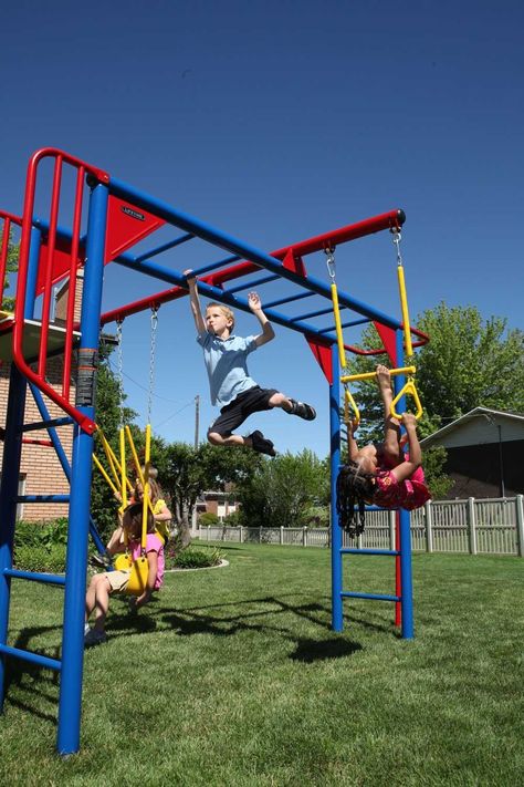 Amazon.com: Lifetime Monkey Bar Adventure Swing Set (primary color): Sports & Outdoors Backyard Jungle Gym, Monkey Bar, Playground Slide, Metal Swings, Jungle Gym, Pet Monkey, Monkey Bars, Outdoor Gym, Backyard Play