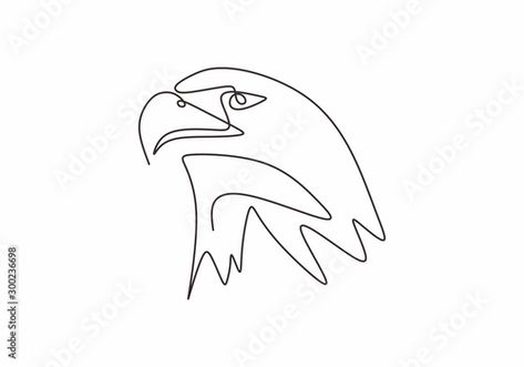 Stock Image: Continuous line drawing of eagle or falcon head. Hawk vector illustration animal bird minimalism for tattoo, logo, and poster. Simplicity style design. Drawing Of Eagle, Pops Tattoo, Tattoo Logo, New York Tattoo, Eagle Tattoos, Eagle Tattoo, Continuous Line Drawing, Continuous Line, Fine Line Tattoos