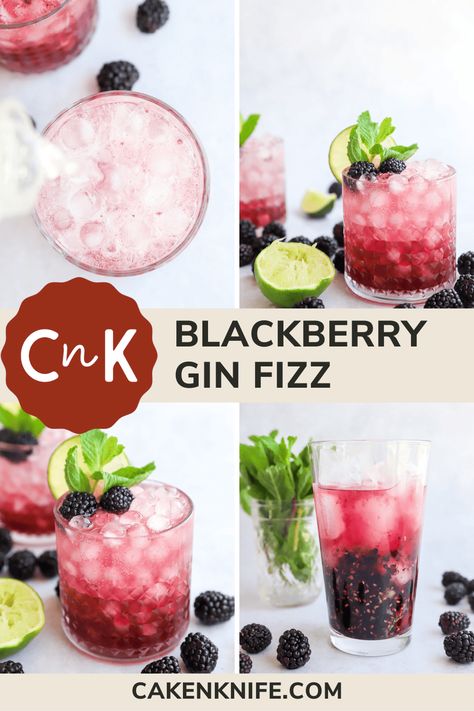 A summery blackberry gin fizz is here for the ultimate happy hour sipper. This twist on a classic gin fizz cocktail combines the juicy sweetness of blackberries with the botanical kick of gin, topped off with fizzy goodness. Get ready to sip, savor, and soak up the sun with this vibrant and irresistible drink. Slow Gin Fizz Recipes, Blackberry Gin Cocktail, Gimlet Recipe Gin, Slow Gin Fizz, Gin Mixed Drinks, Blackberry Gin Fizz, Drinks With Sprite, Blackberry Fizz, Gin And Lemonade