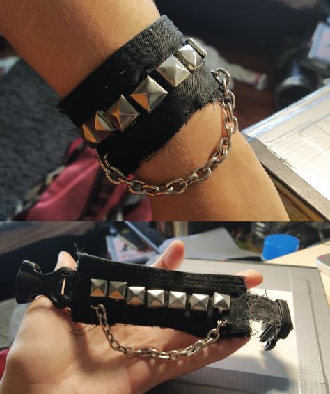 Diy Punk Bracelet, Punk Bracelets Diy, Diy Alternative Jewelry, Emo Diy Crafts, Diy Punk Accessories, Diy Punk Jewelry, Emo Crafts, Goth Jewelry Diy, Emo Diy