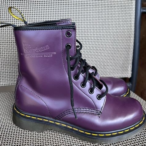 Dr Martens Purple Leather 1460 Boots Size 7 Purple Dr Martens, Doc Martens 1460, Dr Martens Outfit, Purple Stuff, Fav Color, Purple Outfits, Dr Martens Shoes, Purple Leather, Martens Shoes