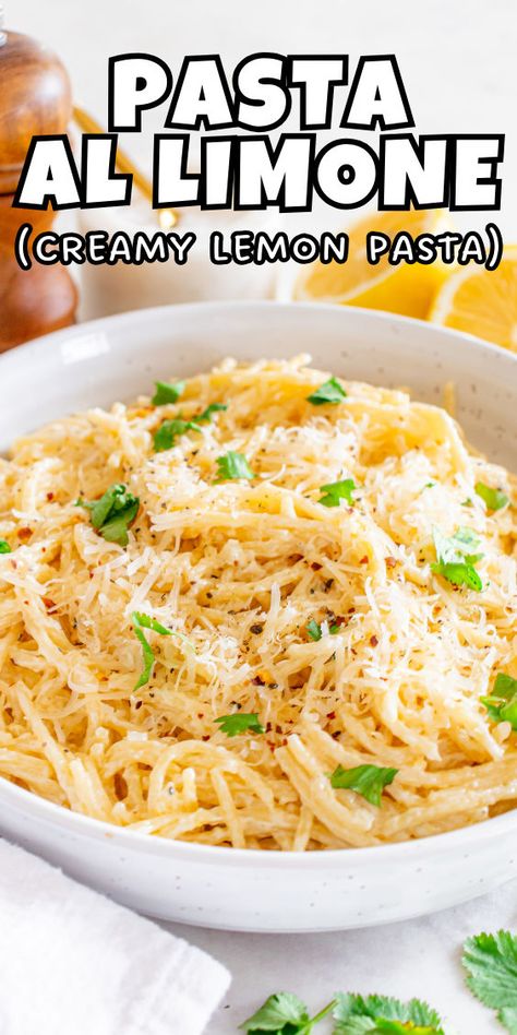 Super creamy lemon pasta recipe - so easy and tasty Lemon Cream Sauce Pasta, Lemon Pepper Pasta, Pasta With Lemon Sauce, Creamy Lemon Pasta, Creamy Lemon Sauce, Lemon Pasta Recipes, Lemon Spaghetti, Lemon Garlic Pasta, Cream Sauce Pasta