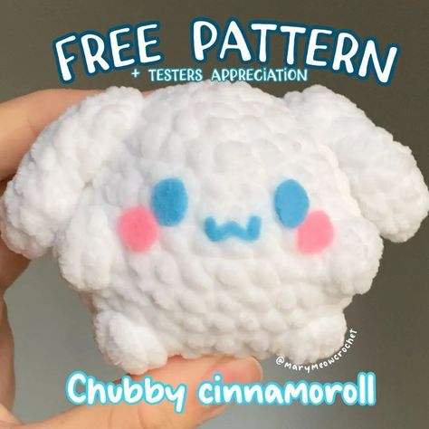 Free chubby cinnamon roll pattern 🐇 !-Credit @marymeowcrochet -#freecrochetpattern #freeamigurumipattern #amigurumi #halloween #halloweencrochet #l4l #f4f #crochet #crochetamigurumi #crochethalloween #crochetpattern #freecrochetpatterns #diy #kawaiiaesthetic #kawaiiart #kawaii #fiberart #sanrio #cinnamonroll #hellokitty Cinnamoroll Crochet Pattern, Unique Tools, Crochet Tutorial Pattern, Penguin Pattern, Easy Crochet Animals, Quick Crochet Patterns, Pola Amigurumi, Crochet Cow, Crochet Animals Free Patterns