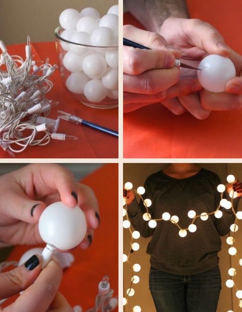 DIY Ping-Pong Ball Lights☀️ Ping Pong Lights, Ping Pong Balls, Diy And Crafts Sewing, Engagement Decorations, Craft Wedding, Ball Lights, Crafts For Teens, Easy Kids, Printables Kids