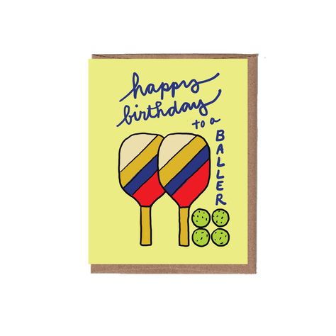 Pickleball Birthday, Tennis Birthday, 30th Birthday Cards, Collage Drawing, Pun Card, Birthday Captions, Handmade Birthday Cards, Watercolor Cards, Happy Birthday Cards