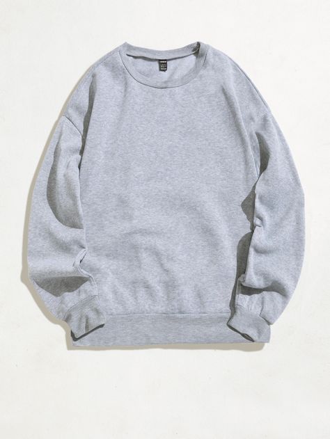 Womens Sweatshirts Fashion, Dropped Shoulder Sweatshirt, Women Sweaters Winter, Grey Crewneck, Thick Sweaters, Womens Turtleneck, Round Neck Sweatshirts, Korean Dress, Sweatshirt Women