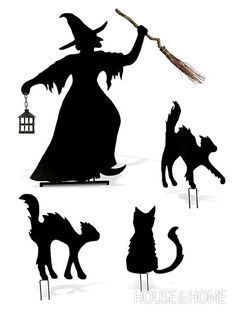 Martha+Stewart+Halloween+Witch+Silhouette+Template Halloween Decorations House, Martha Stewart Halloween, Outdoor Holiday Decorations, Dekorasi Halloween, 3d Templates, Outdoor Halloween Decorations, Halloween Outside, Witch Silhouette, Casa Halloween