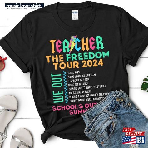 Last Day Of School Shirt For Teachers Teacher Summer Tour Tshirts Cute Unisex Classic Check more at https://musicloveshirt.com/product/last-day-of-school-shirt-for-teachers-teacher-summer-tour-tshirts-cute-unisex-classic/ Tshirts Cute, Last Day Of School Shirt, Teacher Summer, Oversized Grey Sweater, Summer Tour, Teacher Tees, Last Day Of School, Tour Shirt, School Shirts