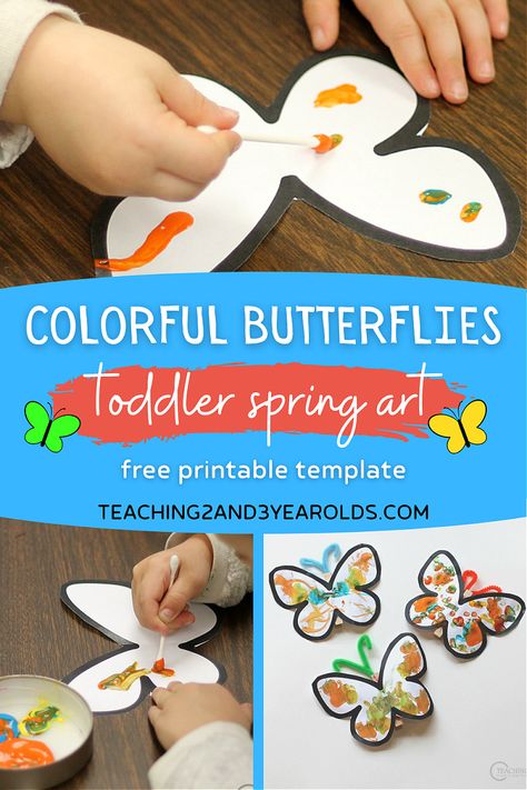 Insect Craft For Toddler, Spring Activities For One Year Olds, Bug Projects For Toddlers, Spring Themed Activities For Toddlers, Butterfly Toddler Activity, Butterfly Art Toddlers, Insects Toddler Activities, Butterfly Activity For Toddlers, Insect Art For Toddlers