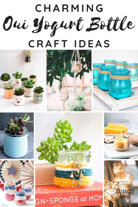 Gather a list of ideas to craft with your left over Oui yogurt jars. THESE INSPIRING Oui yogurt jar craft ideas will give you a ton of DIY project inspiration to tackle some budget friendly home decor accessories. #ouiyogurt #ouicraftideas #DIYaccessories Repurpose Small Glass Jars, Crafts With Oui Yogurt Jars, Oui Yogurt Jars Ideas, Leftover Yogurt, Oui Jars, Oui Yogurt, Christmas Jello, Bottle Craft Ideas, Yogurt Jars