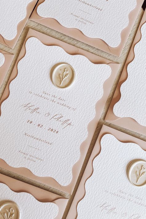 Add something different to your wedding stationery with a wavy edge. Beautiful save the dates made cool with a wave! Wave Invitation, Branding Wedding, Wedding Happy, 2025 Wedding, Lily Wedding, Date Invitation, Beautiful Branding, Wedding Save The Date, Formal Invitation