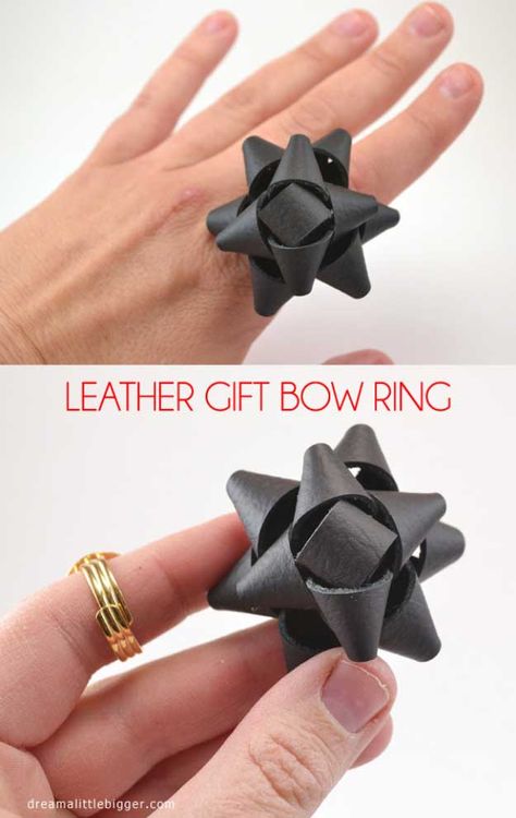 Cool Crafts You Can Make for Less than 5 Dollars | Cheap DIY Projects Ideas for Teens, Tweens, Kids and Adults | Leather Bow Ring Tutorial | http://diyprojectsforteens.com/cheap-diy-ideas-for-teens/ Diy Leather Gifts, Paper Bows, Diy Leather Projects, Awesome Crafts, Gift Bow, Leather Crafting, Diy Bows, Ring Tutorial, Cheap Crafts