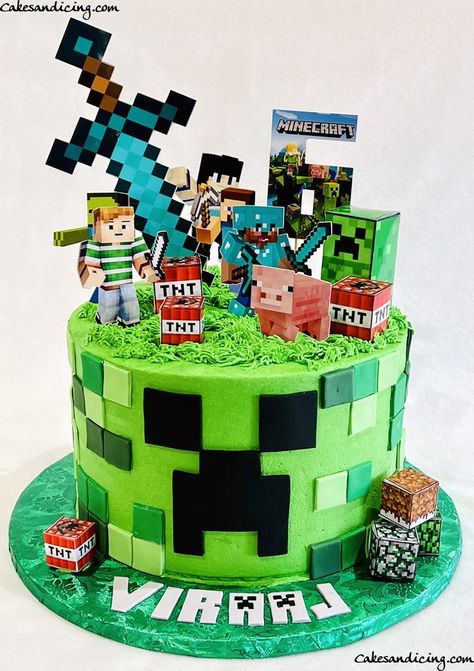 Minecraft Cakes Birthday Boys, Mind Craft Birthday Party Cake, Birthday Theme Minecraft, Mind Craft Cake Ideas, Minecraft Creeper Cake Ideas, Minecraft Cake Decorations, Mine Craft Cakes Boys, Mycraft Birthday Cake, Minecraft Birthday Cakes Ideas