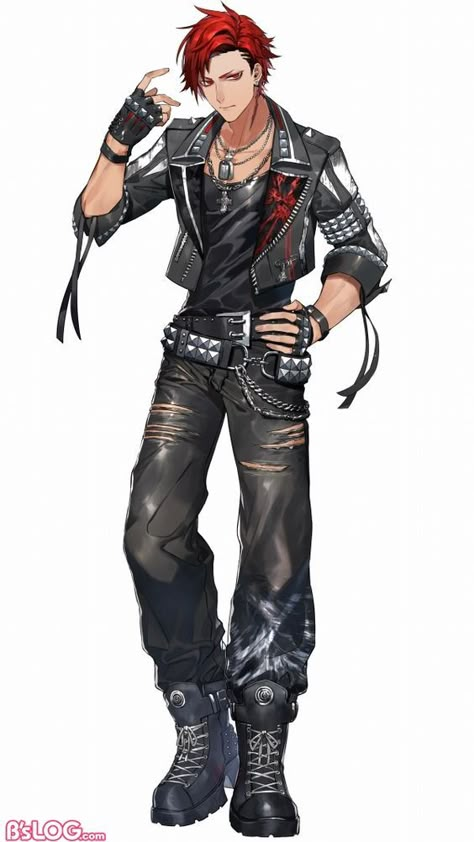 Black Star Theater Starless, Blackstar Theater Starless, Punk Character Design, Punk Guy, Rock Star Outfit, Animated Man, Cool Anime Guys, Character Design Male, Character Design References