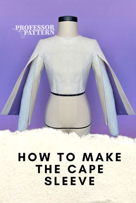 cape sleeve design. pattern making. pattern cutter, learn how to do this sleeve How To Make A Cape, Sci Fi Clothing, Online Academy, Sewing Easy Diy, Diy Wardrobe, Fashion Sewing Tutorials, Kimono Pattern, Cape Sleeves, Couture Sewing