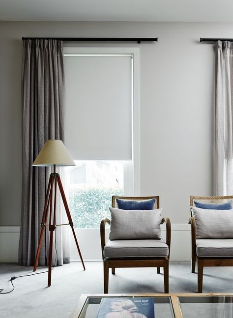 roller shades easily fit most of decor styles including the most contemporary and minimalist ones Window Treatments With Sheers, Bedroom Window Treatments, Sheer Curtains Bedroom, Window Treatments Bedroom, Plain Curtains, Bedroom Window, Bedroom Windows, Trendy Bedroom, Home Curtains