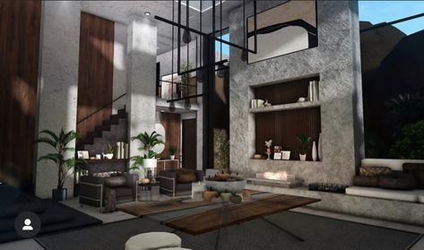 Bloxburg House Ideas Interior, Interior Bloxburg, House Ideas Interior, Dark Modern House, Modern Mansion Interior, Modern Suburban House, House Decorating Ideas Apartments, Small House Layout, Tiny House Layout