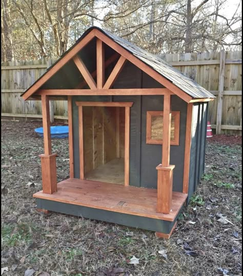 Dog House Colors Ideas, Dog House On Wheels, Doghouse With Porch, Dog House With Heat Lamp, Diy Xl Dog House, Dog House Shed, Dog House For 2 Dogs, Doghouse Ideas, Outside Dog Houses For Big Dogs