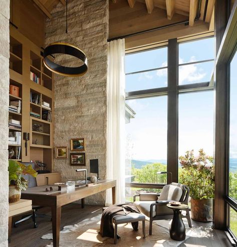 Rustic Office Design, New Office Design, Contemporary Mountain Home, Morden House, Glass Pavilion, Rustic Office, Utah Mountains, Modern Mountain Home, Modern Mountain