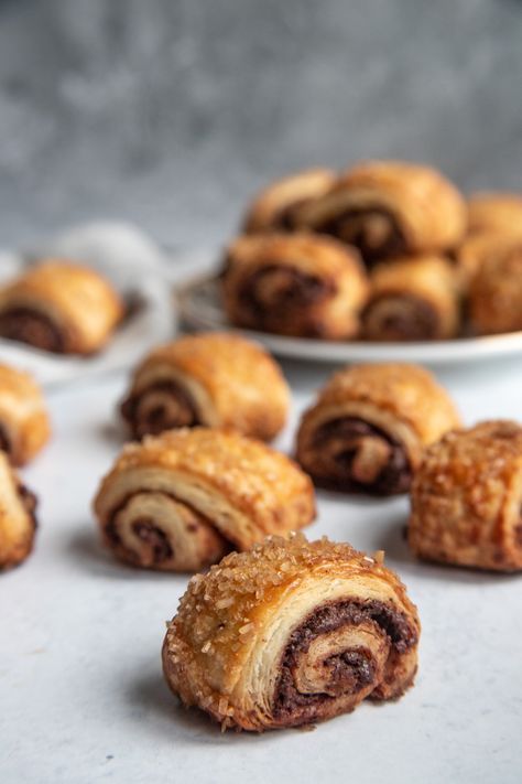 Chocolate Rugelach Recipe - Bakes by Brown Sugar Chocolate Rugelach Recipe, Zoe Bakes, Rugelach Cookies, Chocolate Rugelach, Rugelach Recipe, Lemon Shortbread Cookies, Bite Size Cookies, Dough Ingredients, Jewish Recipes