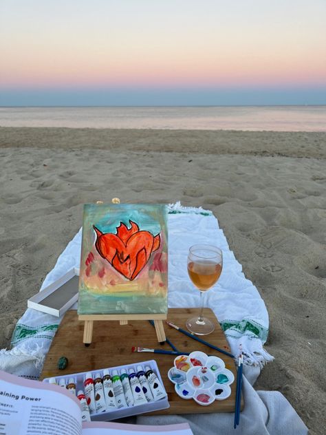 Sip And Paint Beach Ideas, Beach Sip And Paint, Painting On Beach Picnic, Beach Paint And Sip, Paint N Sip Aesthetic, Beach Birthday Activities, Sip And Paint Aesthetic, Paint N Sip, Sip And Paint Picnic