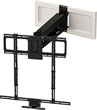 MantelMount MM540 - Above Fireplace Pull Down TV Mount for 40" to 80" Screen TVs to 90 lbs, with Patented auto-straightening, Adjustable Stops, Heat Sensor Handles & Paintable Covers Pull Down Tv Mount, Mantel Mount, Fireplace Tv Mount, Above Fireplace, Tv Mounted, Sliding Wall, Tv Mounts, Tv Mount, Tilt Angle