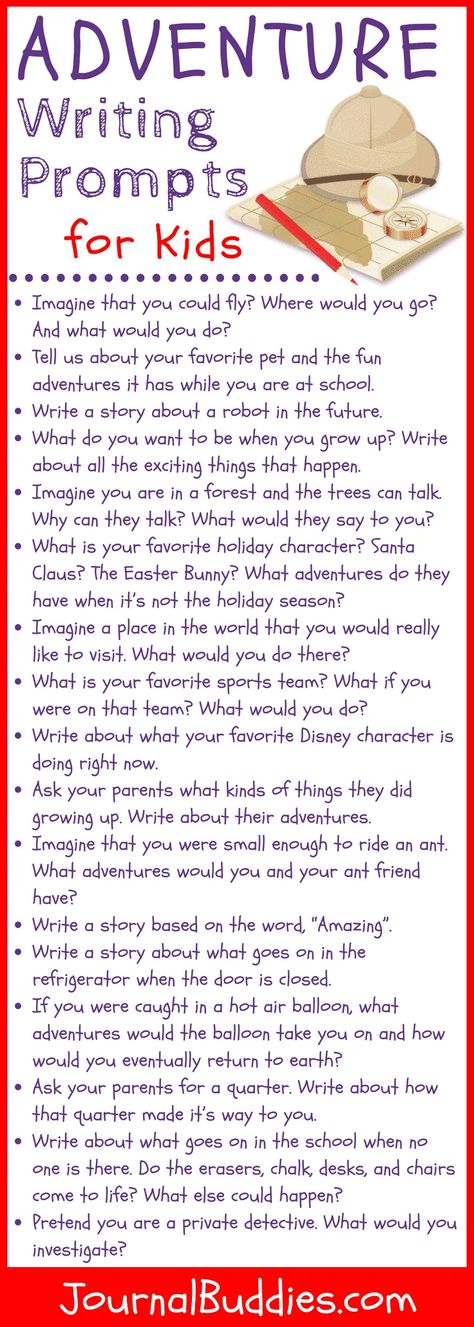 Share these writing prompt ideas with kids & encourage them to go wild with their imaginations as they craft their very own imaginative adventure story! #AdventureWritingPrompts #AdventureStoryPrompts #JournalBuddies Adventure Story Ideas, Good Story Ideas, Short Advice, Writing Prompt Ideas, Journal Prompts For Kids, Prompt Ideas, Story Writing Prompts, Writing Prompts For Kids, Writing Topics