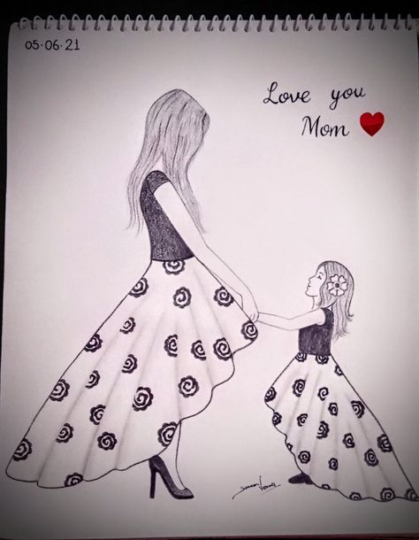 Mom And Daughter Sketch, Mother And Daughter Drawing, Mom And Girl, Art Hub, Mom And Daughter, Girl Sketch, Mother Daughter, Pretty Things, Female Sketch