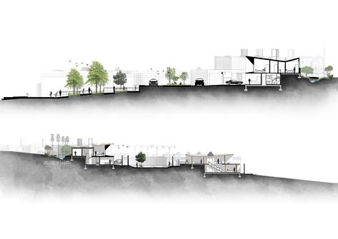 #architecture #contour #housedesign #housing #section Concept Section Architecture, Site Sections Architecture, Contour Sections Architecture, Contour Architecture Design Concept, Contour Site Plan Architecture, House Section Drawing Architecture, Contour Design Architecture, Site Section Architecture Drawing, Urban Section Architecture