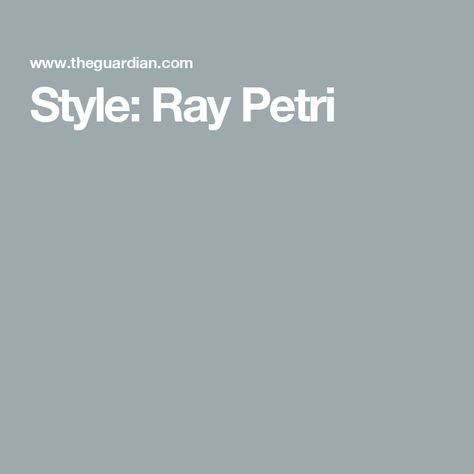 Style: Ray Petri Ray Petri, Together Again, The 80s, Buffalo, Bring It On